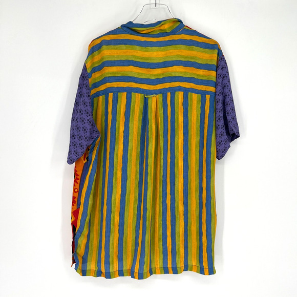 Chicos Top Womens XL Button Up Art To Wear Wacky Colorful Tropical Rainbow Loud - Picture 2 of 5